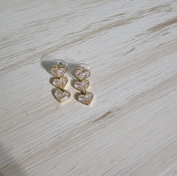 Gold Heart Kate Spade Earrings - Picture 4 of 5